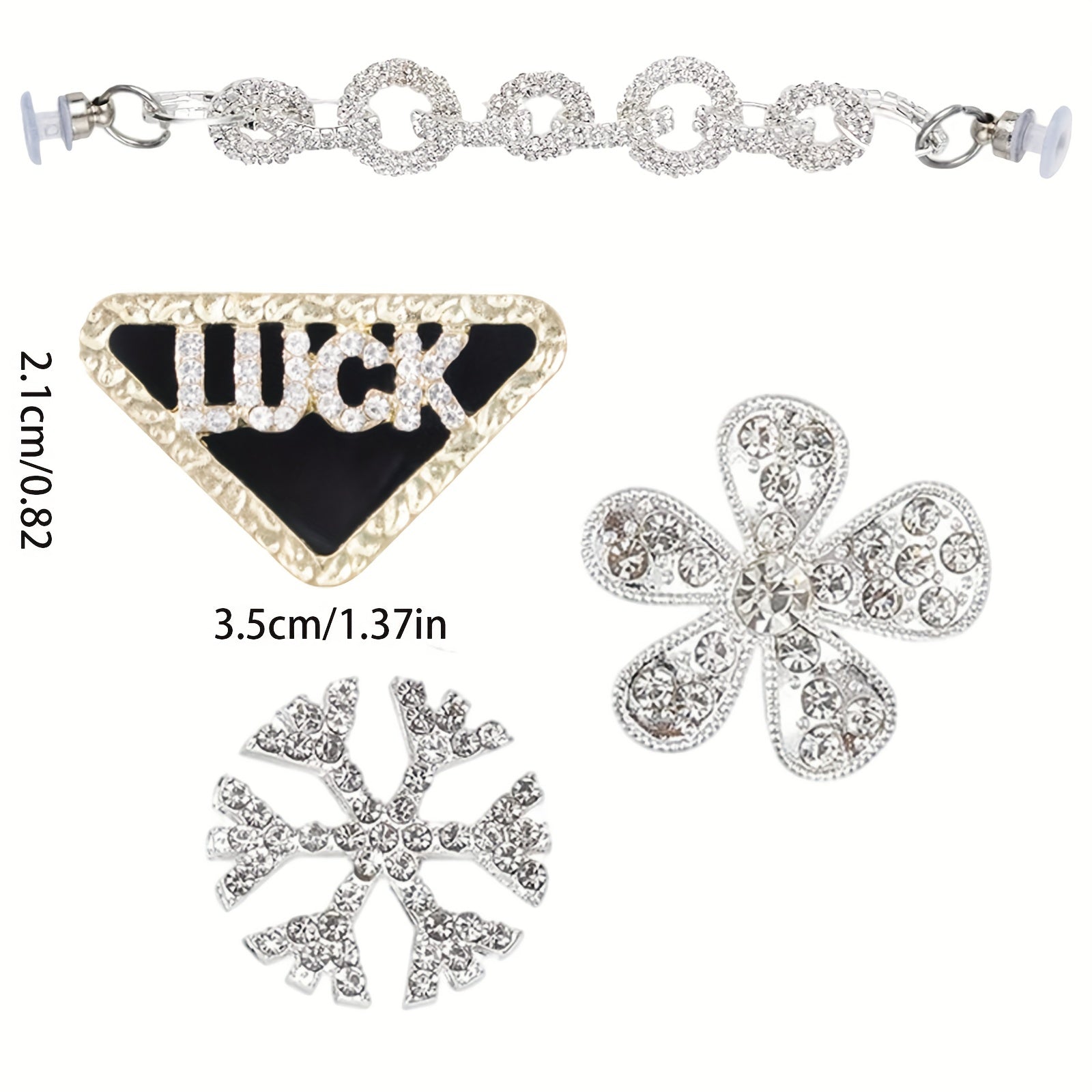 19pcs Rhinestones Flower & Chain for Clogs Sandals Shoes Accessories Decoration
