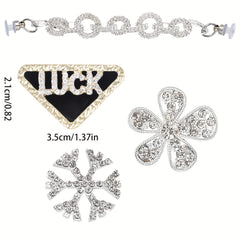 19pcs Rhinestones Flower & Chain for Clogs Sandals Shoes Accessories Decoration