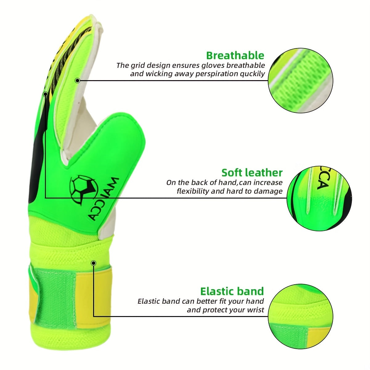 Soccer Goalie Gloves Strong Grip Green
