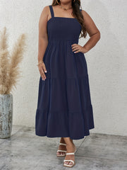  Solid Square Neck Smock Cami Dress