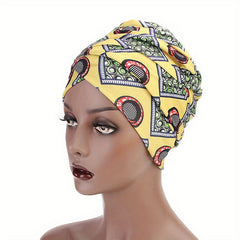 Boho Geometric Print Turban Hat Floral Pattern Chemo Cap Head Wrap