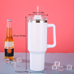 40oz Stainless Steel Double Wall Water Tumbler with Lid & Handle