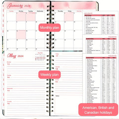 A5 Spiral Schedule Book Planner Weekly Monthly Annual Calendar Notepad