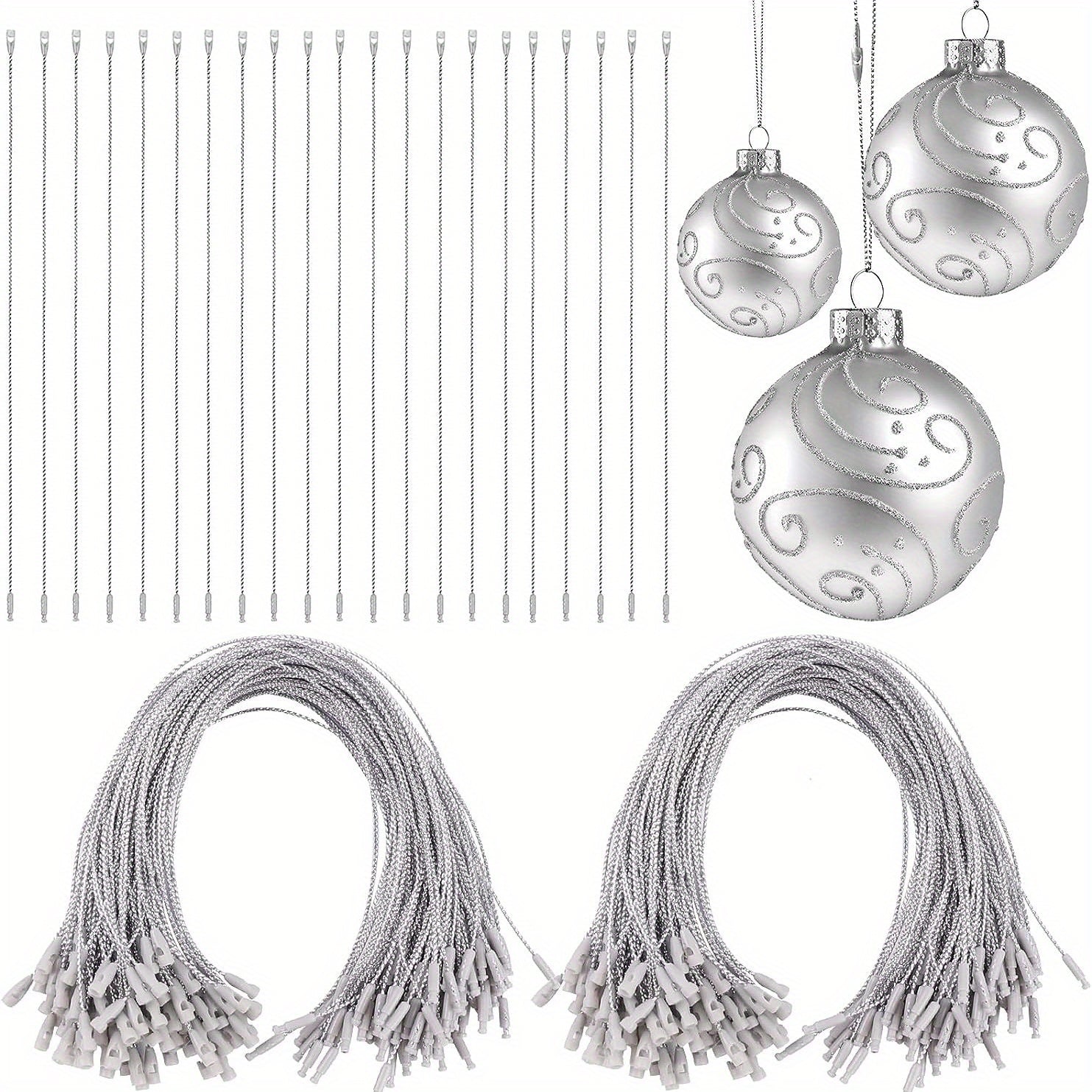 1000pcs Silver Christmas Rope Decoration With Snap Fastener Pre Cut Polyester