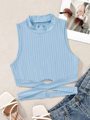 Sleeveless Mock Neck Top Sexy Casual Summer Spring Women's Clothing