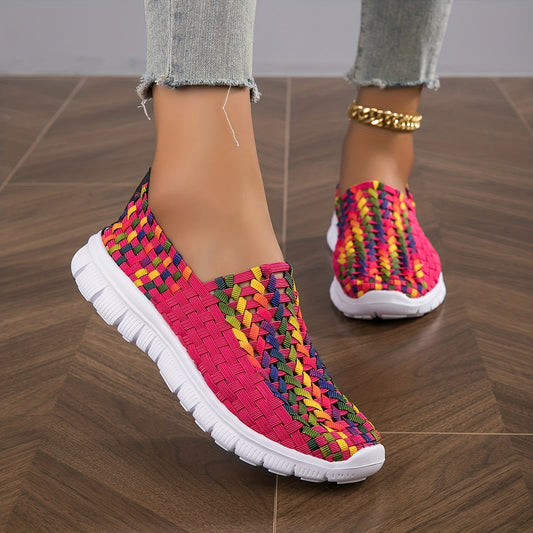 Women's Braided Flat Shoes Soft Sole Slip On Casual Lightweight Walking Shoes