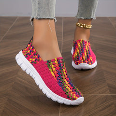 Women's Braided Flat Shoes Soft Sole Slip On Casual Lightweight Walking Shoes