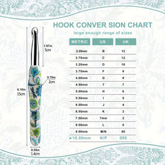 1pcs Floral Printed Crochet Hook 2 25mm B 10mm N Ergonomic Soft Grip Handle