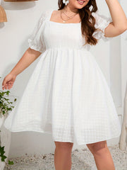  Women's Flocked Dot Mini Layered Dress
