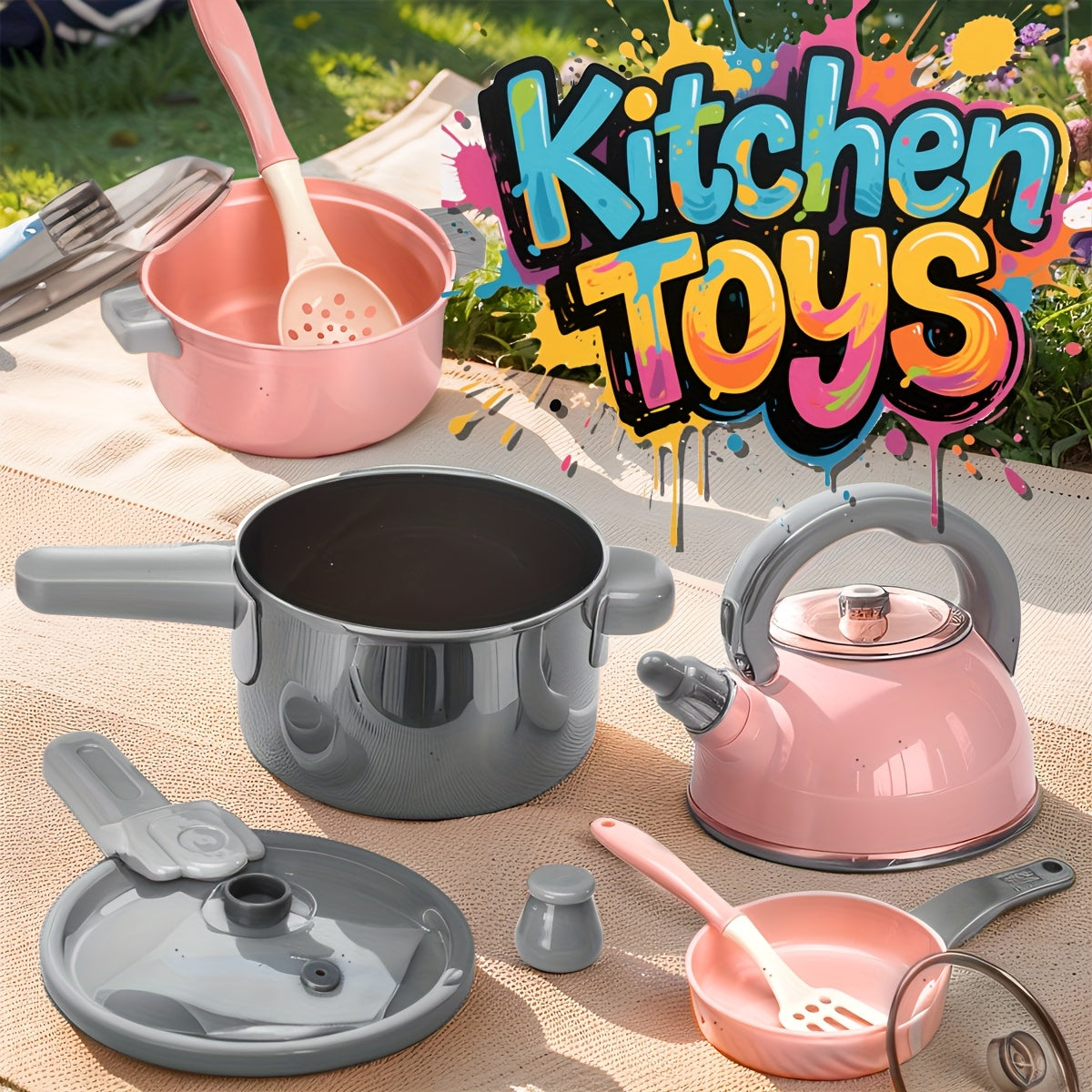 Dreamy Pink Mini Kitchen Toys Pretend Playset for Cooking Skills