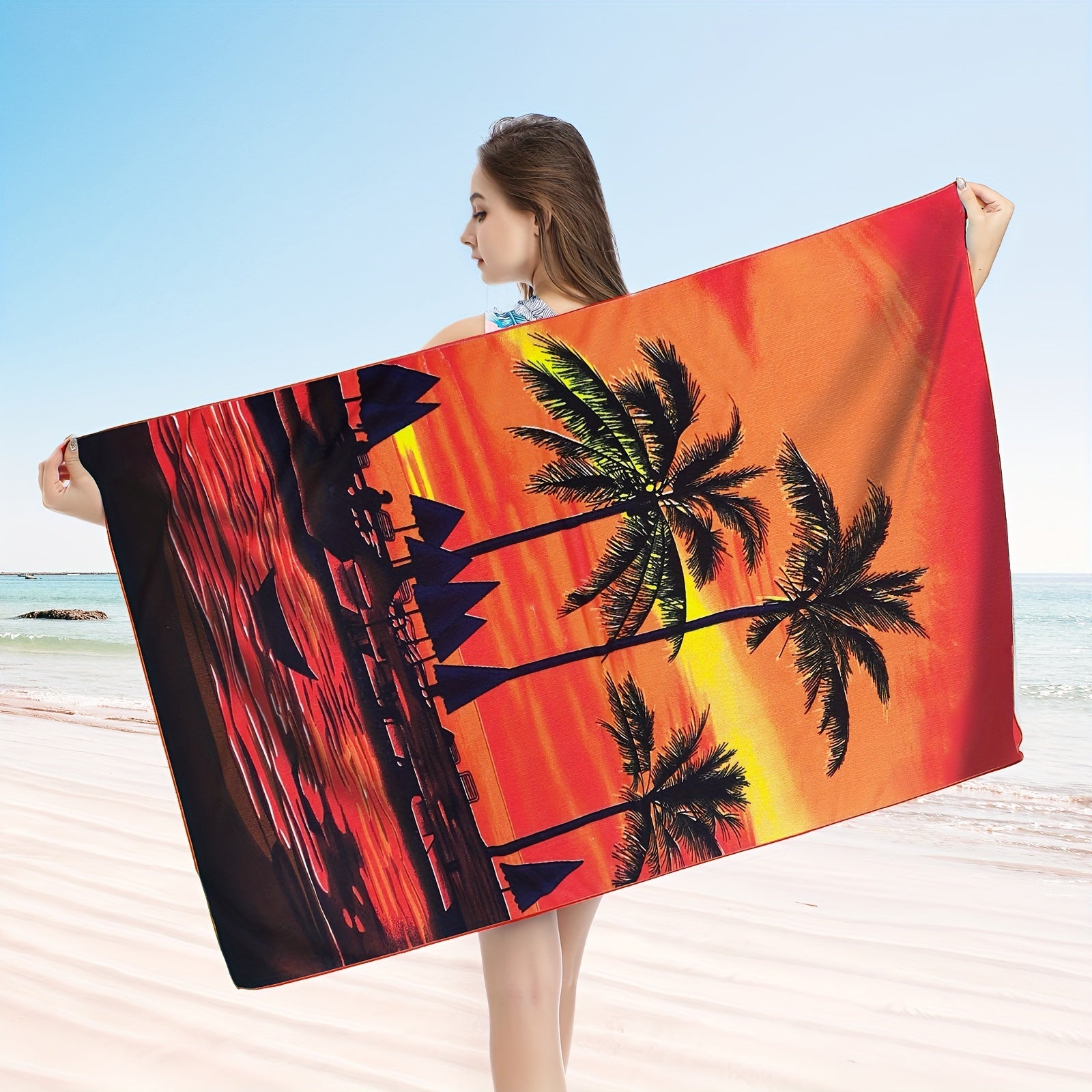 Cartoon Pattern Microfiber Beach Towel - Quick Drying