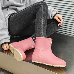 Women's Waterproof Non-slip Rain Boots Medium Tube Solid Color