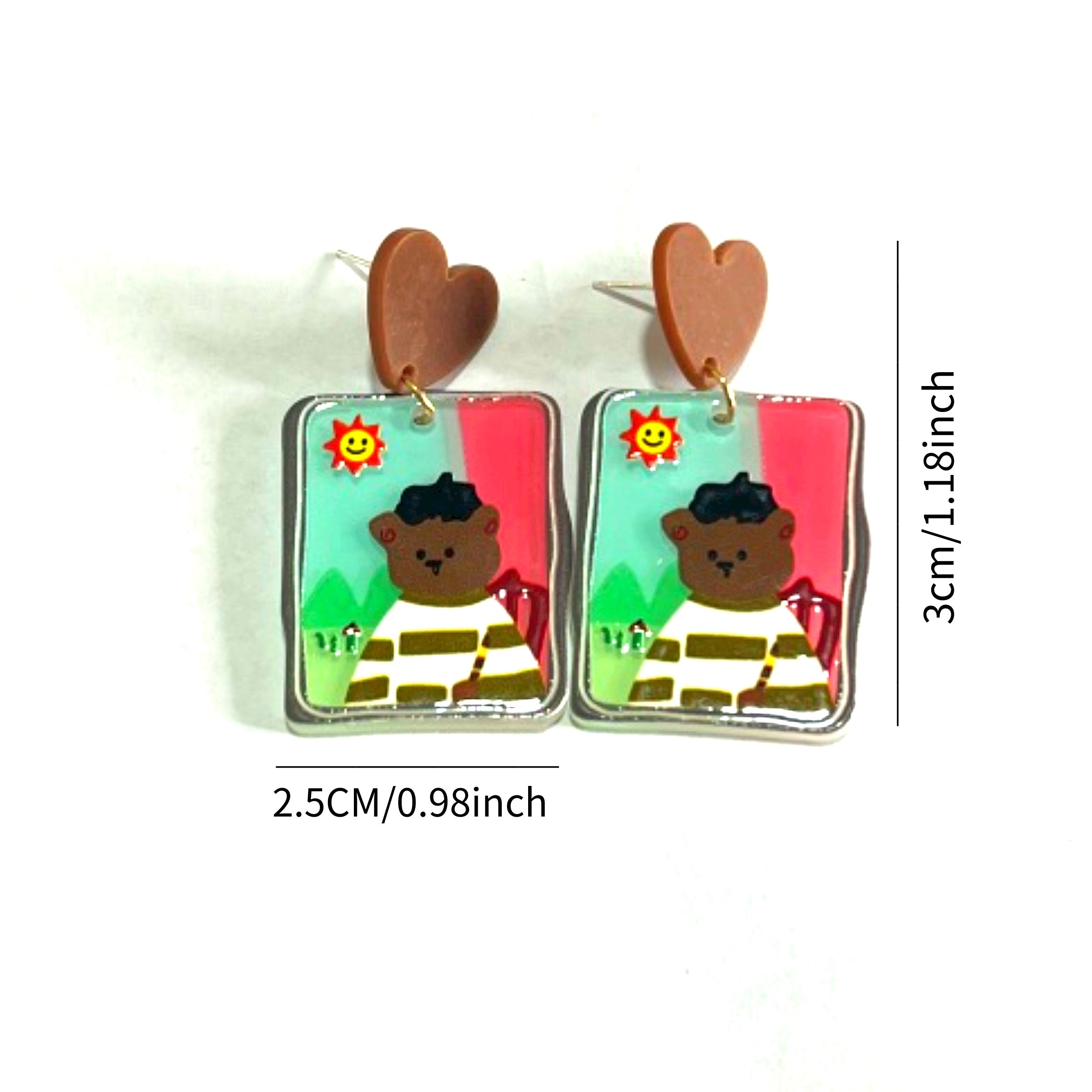 3 Pairs Bear Stud Earrings Set for Girls