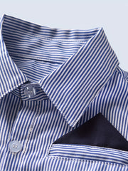 Boys Gentleman Stripe Long Sleeve Shirt Top Casual Non Stretch Lapel Shirt