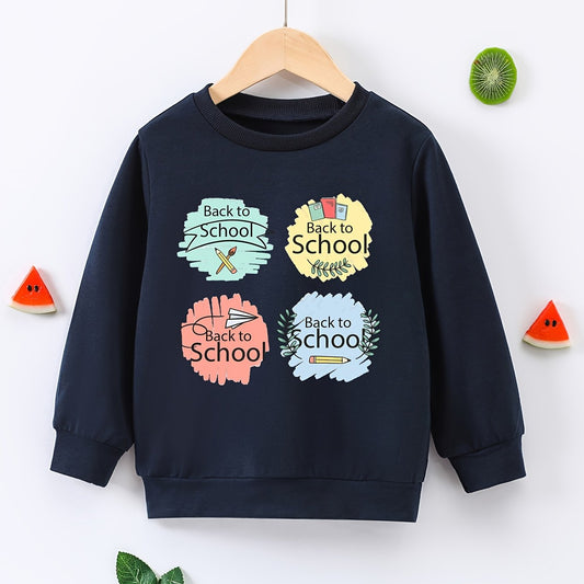 BACK TO SCHOOL Boys Sweatshirt Long Sleeve Crew Neck Tops Kids Clothing