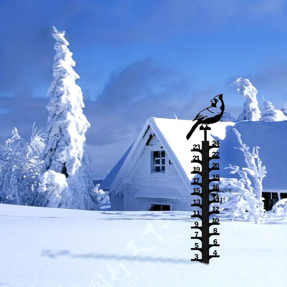 Metal Snow Gauge Large Iron Snowfall Measuring Rod Bird Shape