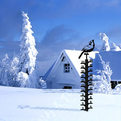 Metal Snow Gauge Large Iron Snowfall Measuring Rod Bird Shape