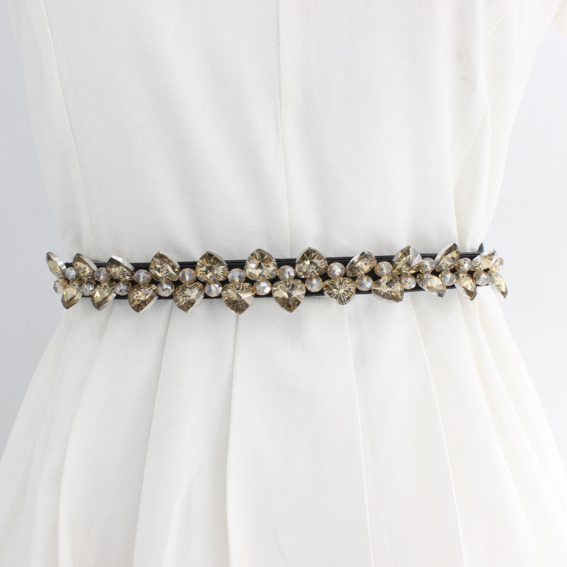 Women's Rhinestone Skinny Girdle Elastic Waist Belt