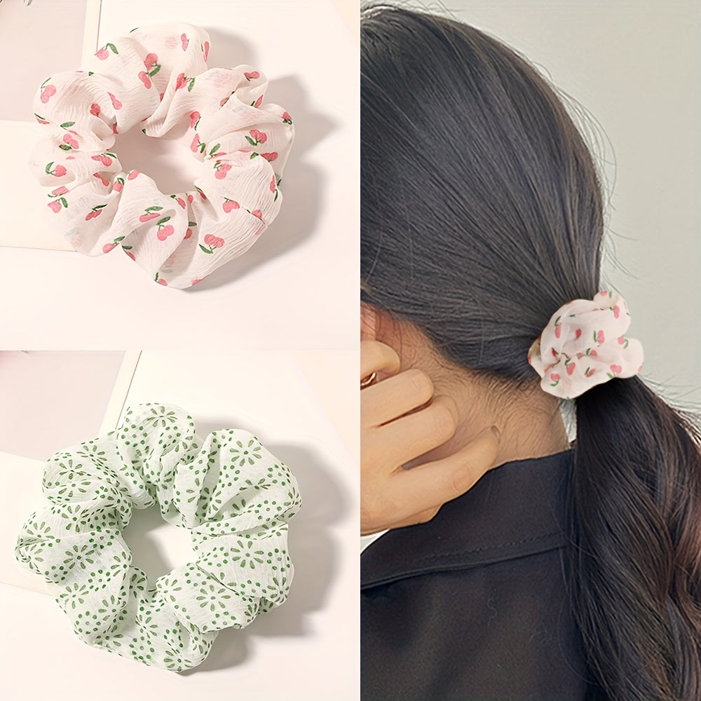 Girls Sweet Cherry Floral Hair Tie Hair Bands Ponytail Holders