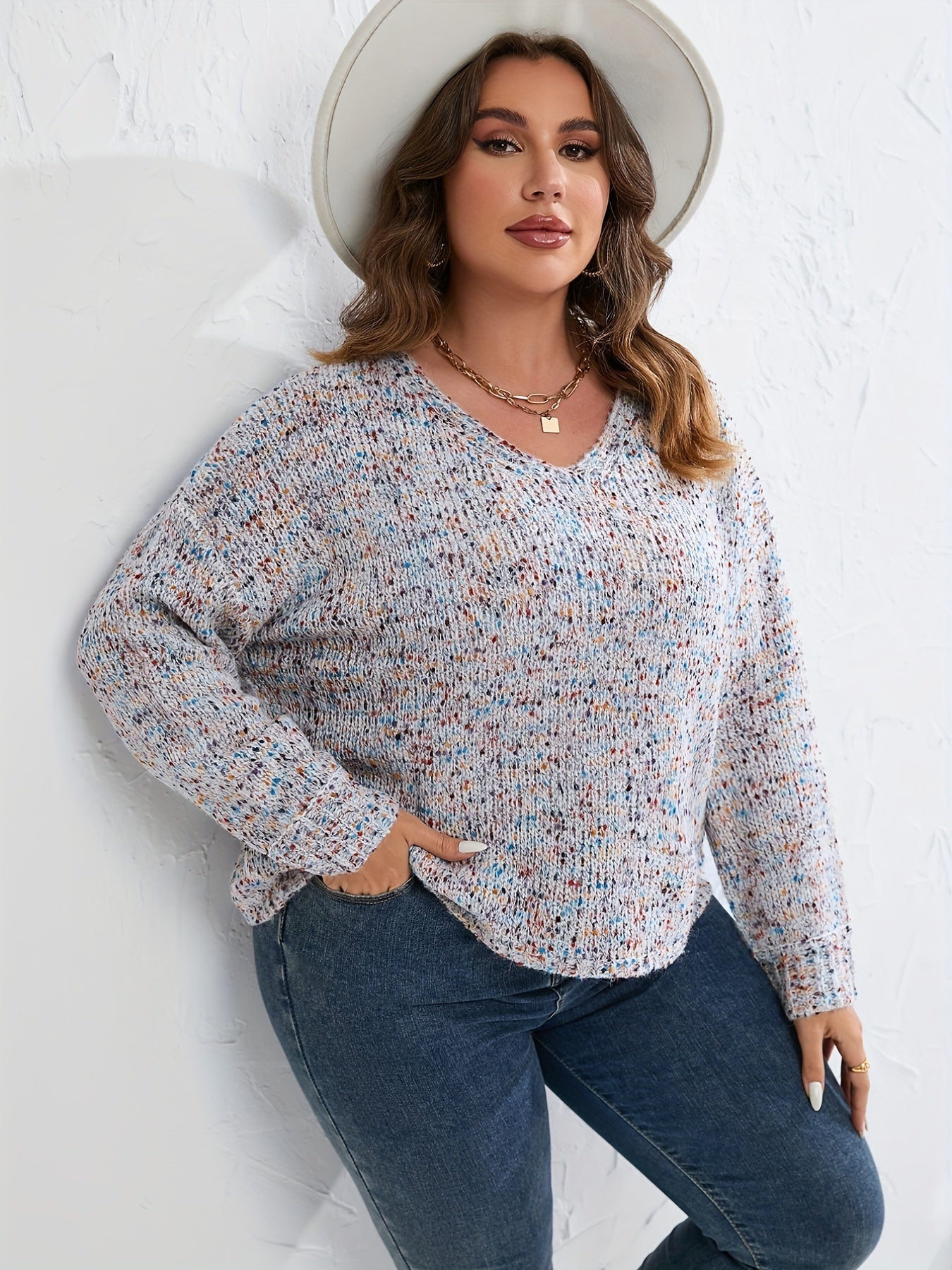  Lantern Sleeve Boat Neck Sweater Women's Plus Casual Pullover