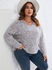  Lantern Sleeve Boat Neck Sweater Women's Plus Casual Pullover