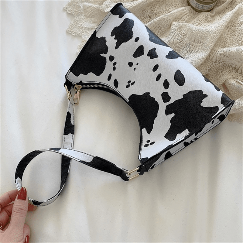 Animal Pattern Shoulder Bag Zipper Baguette Bag Underarm Bag