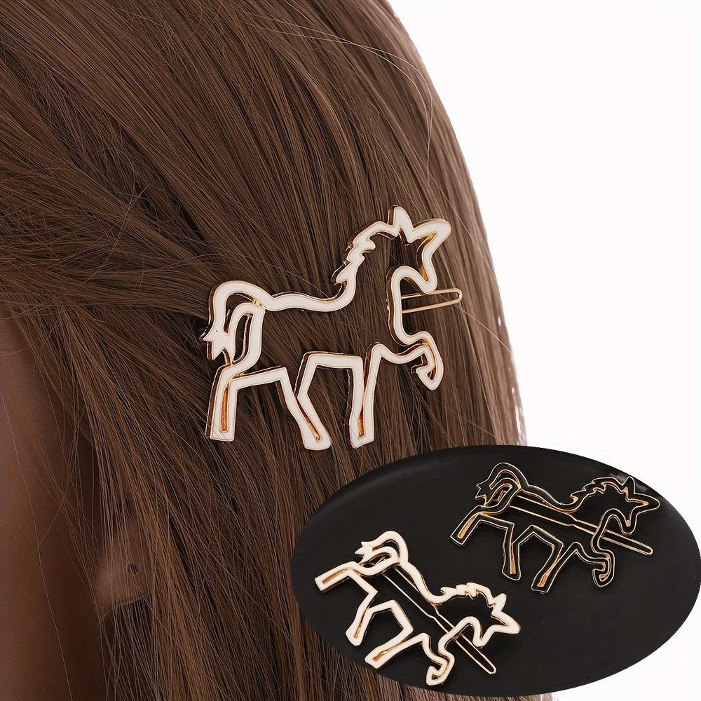 Hollow Horse Hairpin Women's Side Clip Jewelry Pony Hairpin Accessories