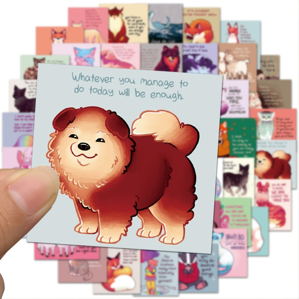 60pcs Cartoon Animal Inspirational Stickers for Phone Laptop Water Cup