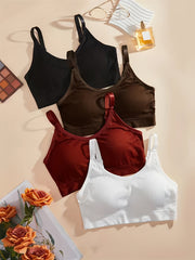 4pcs Wireless Ribbed Bras Breathable Running Workout Lingerie