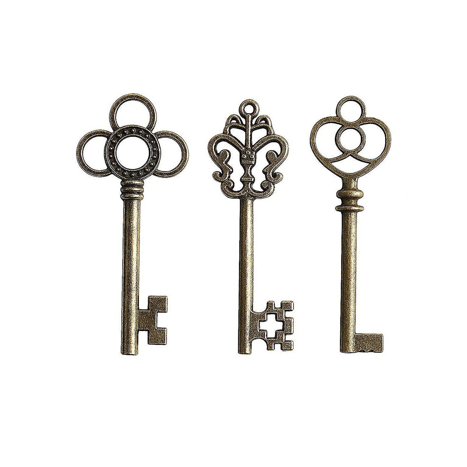 30pcs Antique Bronze Skeleton Key Charms for Crafts Steampunk Party Favors