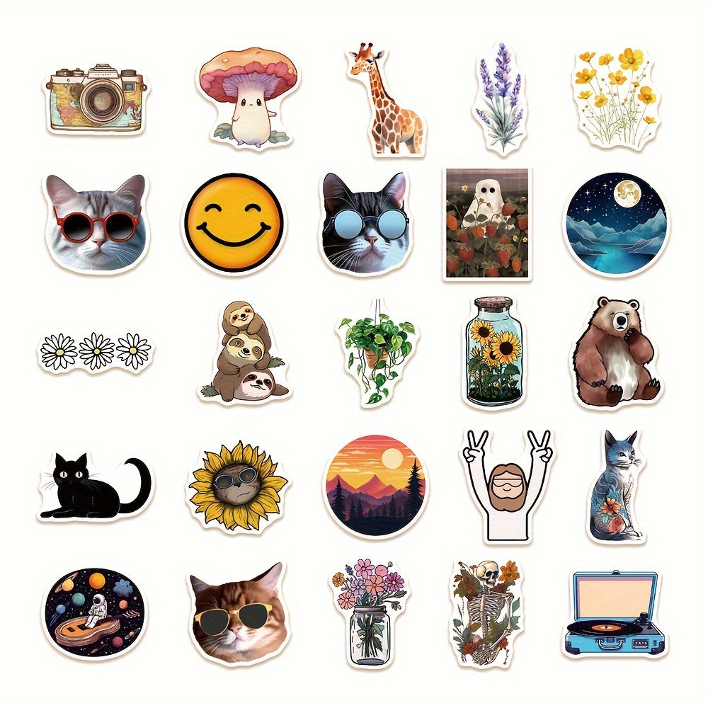 50pcs Cartoon Vinyl Stickers for Water Bottles Laptops Mobile Phones