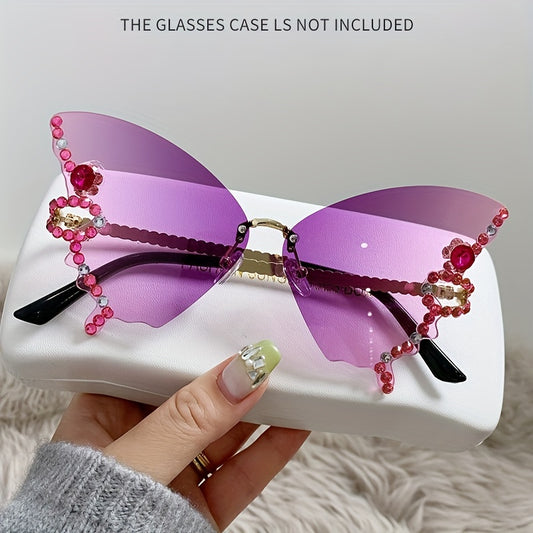 Rhinestone Decorative Butterfly Sunglasses for Women