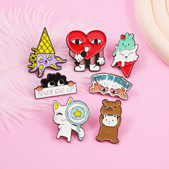 Large Eye Shaped Brooch Magnifying Glass Cat Rabbit Squid Bear