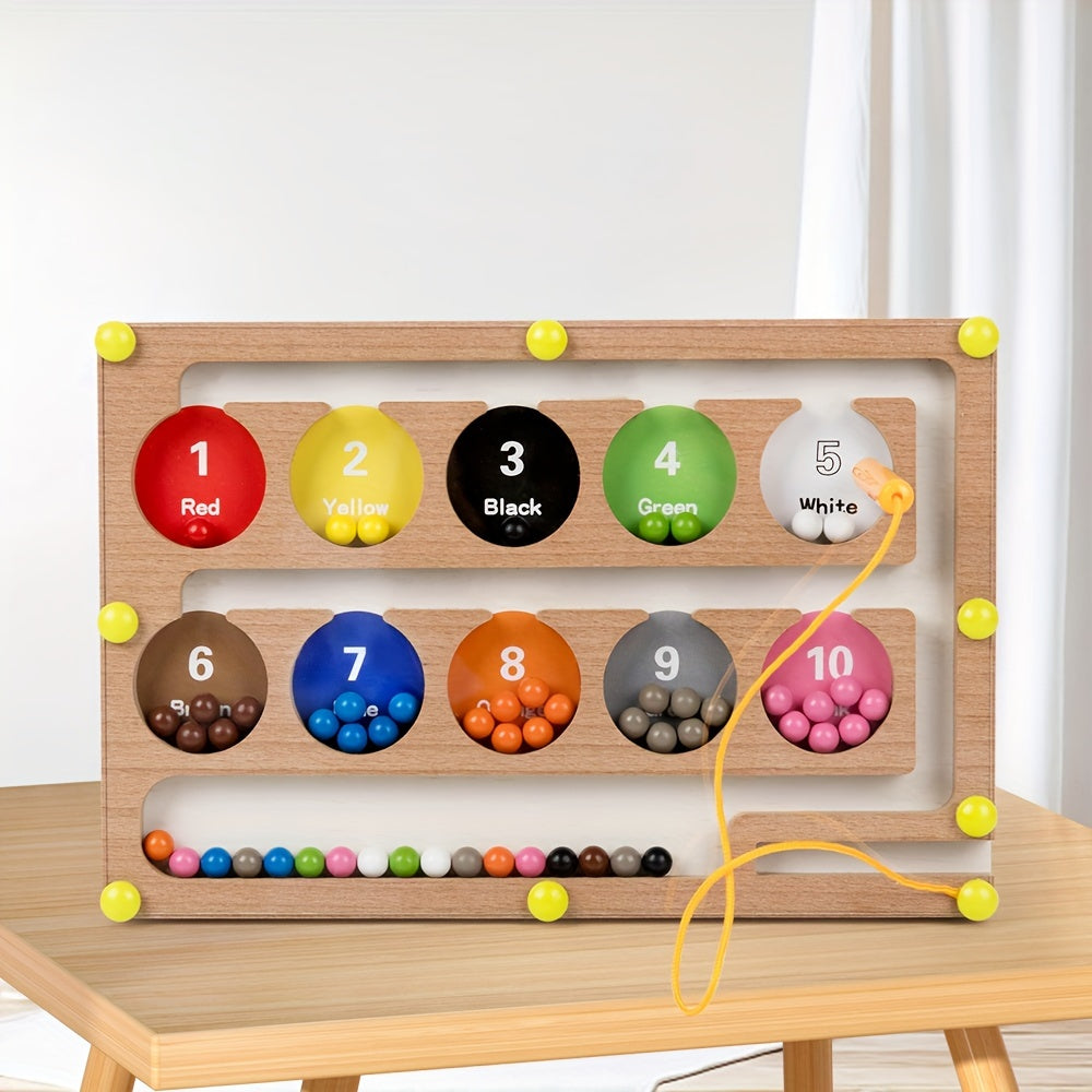 Wooden Magnetic Maze Pen Bead Run Game Educational Toy