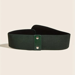Vintage PU Belt Square Pin Buckle Classic Elastic Wide Waistband