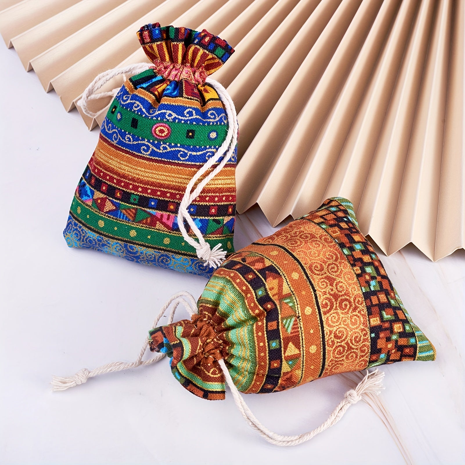 5pcs Mixed Ethnic Style Drawstring Jewelry Gift Bag Wedding Decor Party Gift Bag