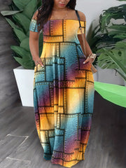 Women's Plus Ombre Denim Off Shoulder Maxi Dress