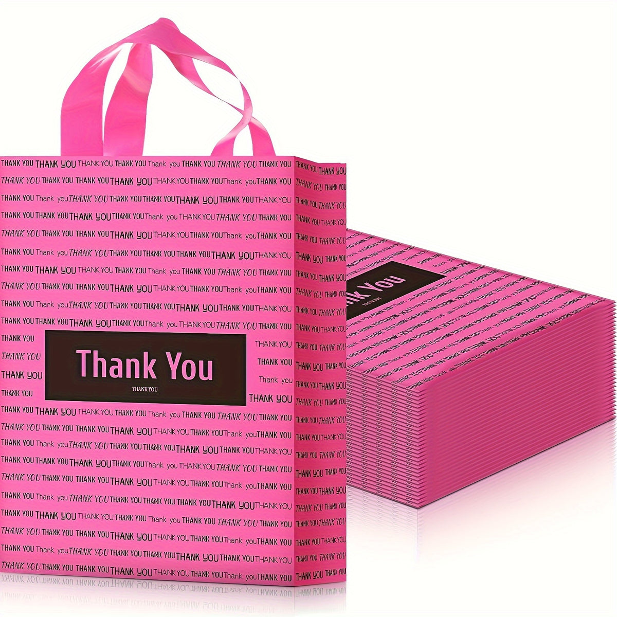 100 Pink Thank You Bags Plastic Merchandise Shopping Bags