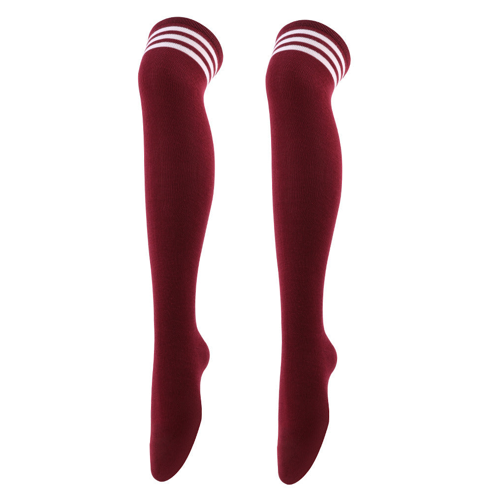 Striped Trim Thigh High Socks Over The Knee Stockings