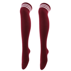 Striped Trim Thigh High Socks Over The Knee Stockings
