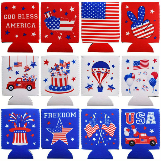 12pcs Pattern Insulated Beer Can Cooler Set for Various Events