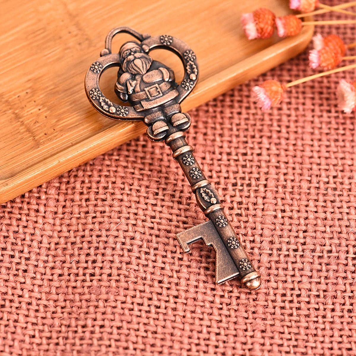 Santa Claus Key Bottle Opener Bronze Christmas Pendant Keychain