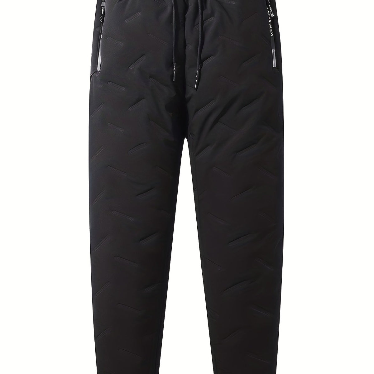 Men's Warm Cotton Padded Trousers with Zipper Pocket for Fall Winter