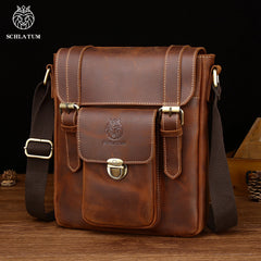 SCHLATUM Men's Leather Shoulder Bag Business Messenger Bags