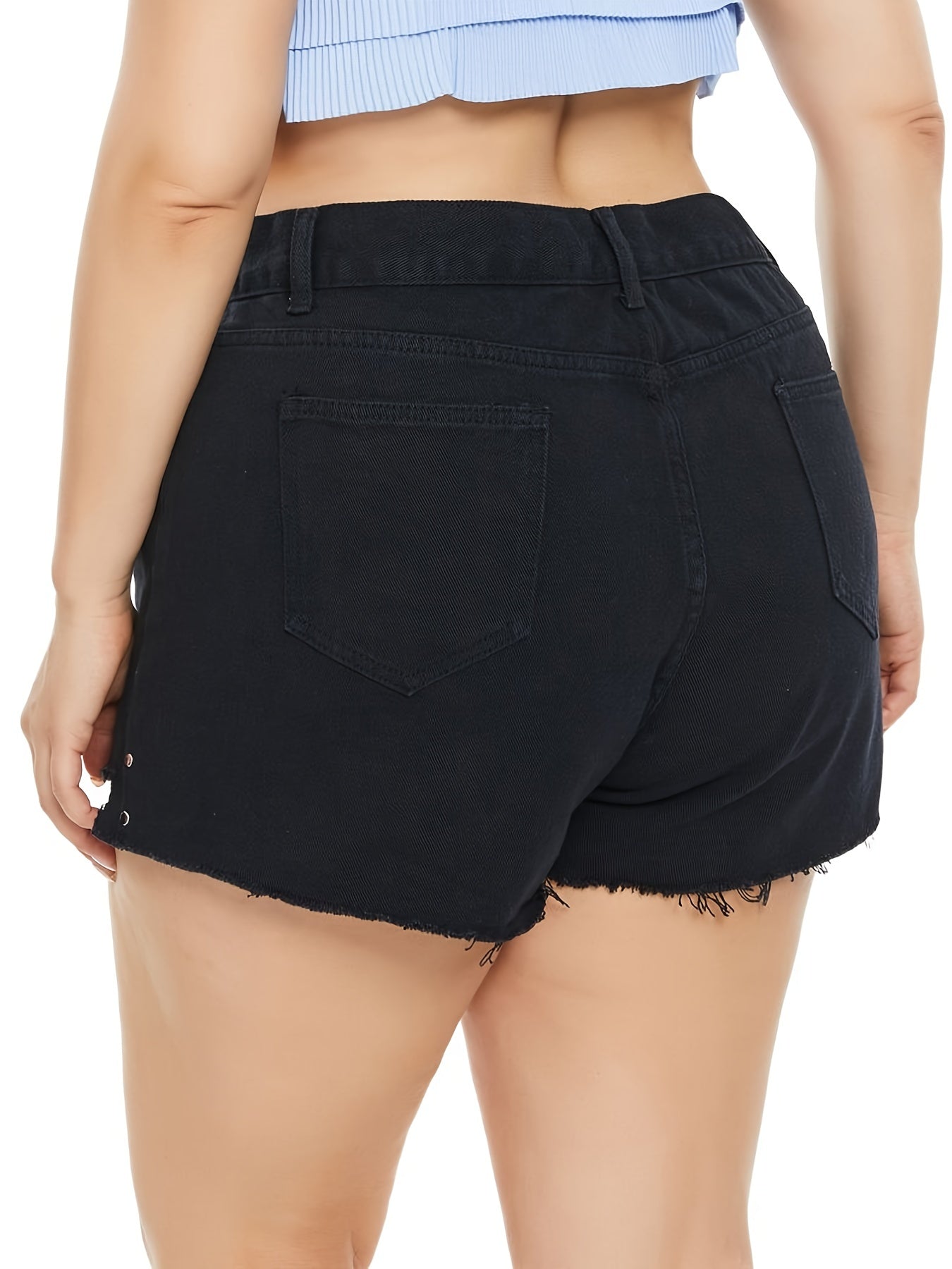  Mid Rise Straight Leg Denim Shorts