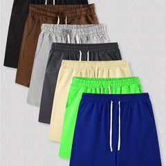 Men's Comfy Beach Shorts Solid Elastic Waist Drawstring Active Shorts