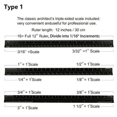 12'' Laser Etched Aluminum Architect Triangular Ruler