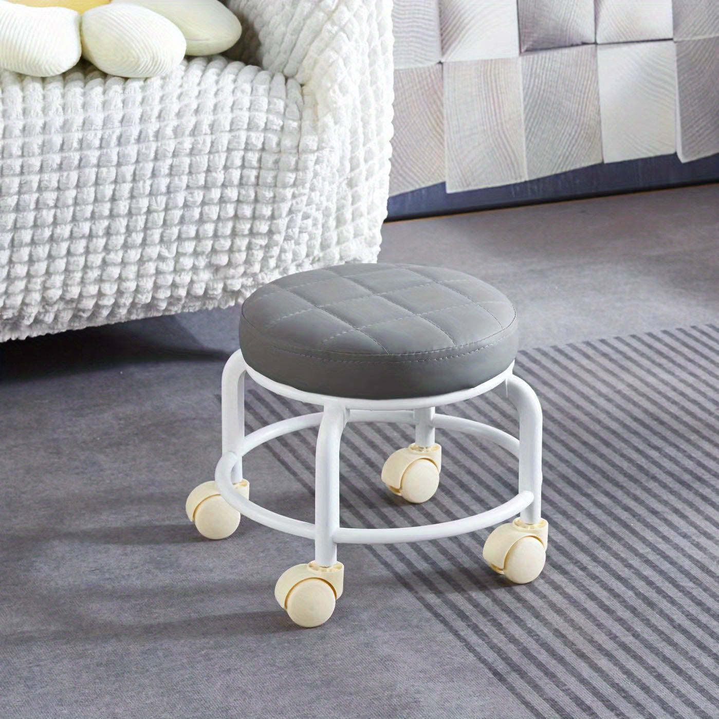 Heightened Round Rolling Stool with Swivel Caster Toddler Stool