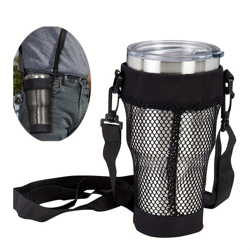 Mesh Bag Holder Tumbler Cup with Shoulder Strap