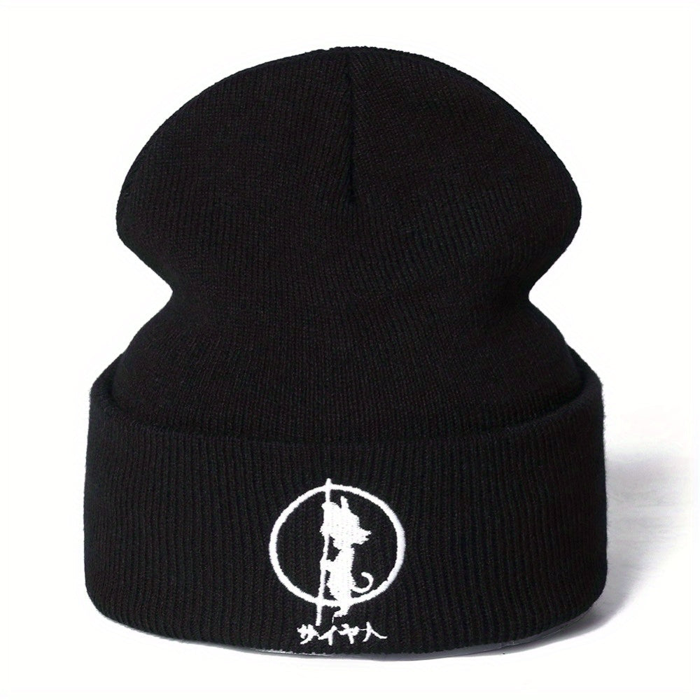 Embroidery Anime Cartoon Beanie Hat Knitted Warm Winter Hats